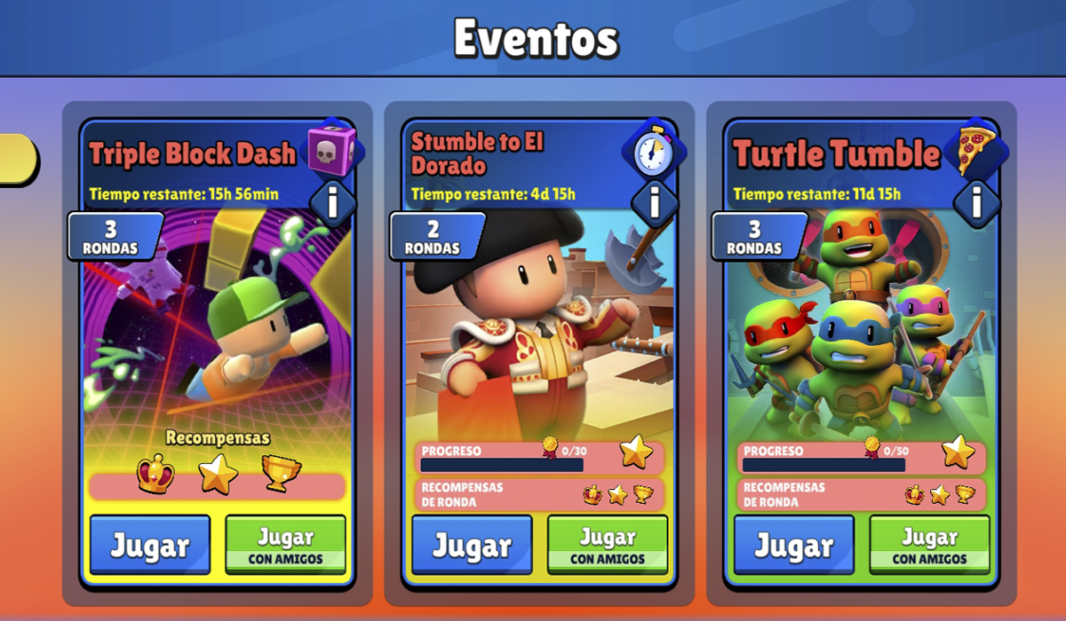 Skin y gemas en Stumble Guys: eventos